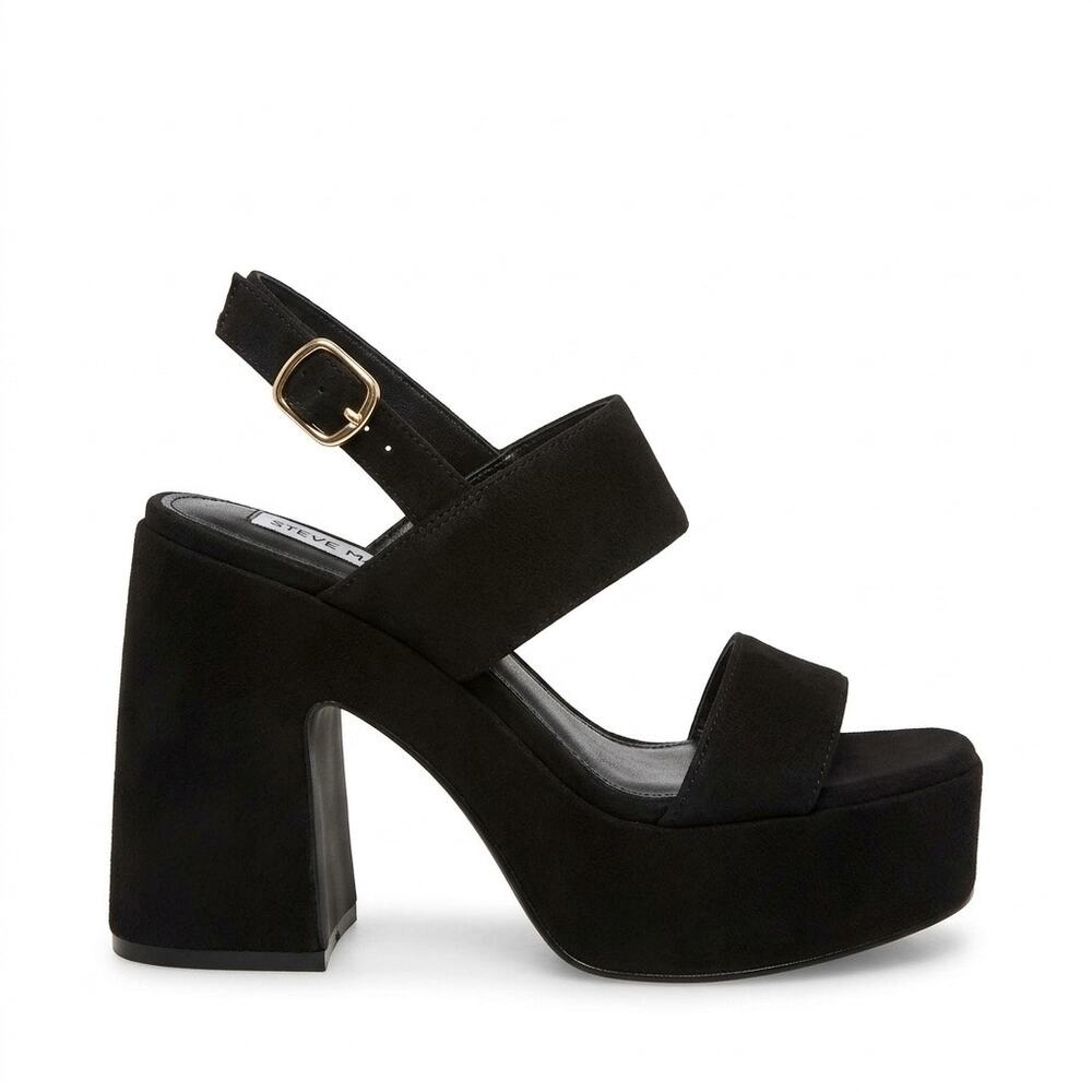 Steve Madden Valory Black Platform Sandals Chunky Retro Festival Boho Size 6
